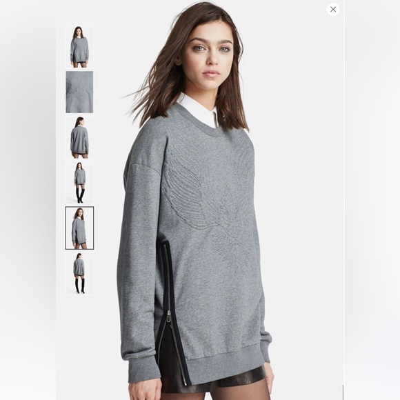 3.1 Phillip Lim Quilted Phoenix Oversized Sweatshirt gray size XS with side zip - Picture 2 of 8